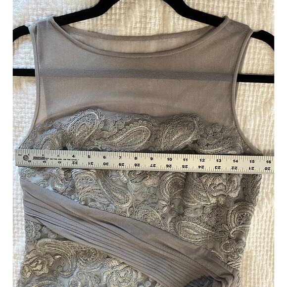 LAUREN RALPH LAUREN DRESS GOWN 4 GRAY LACE FLORAL EMBROIDERED MAXI LONG PAISLEY - Picture 11 of 13